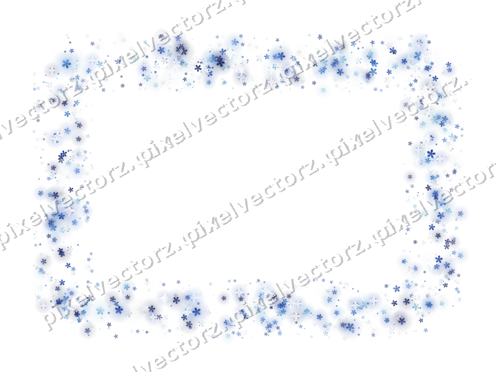 Nahtloser Glitzerrahmen aus Blüten in Blau auf transparentem Grund