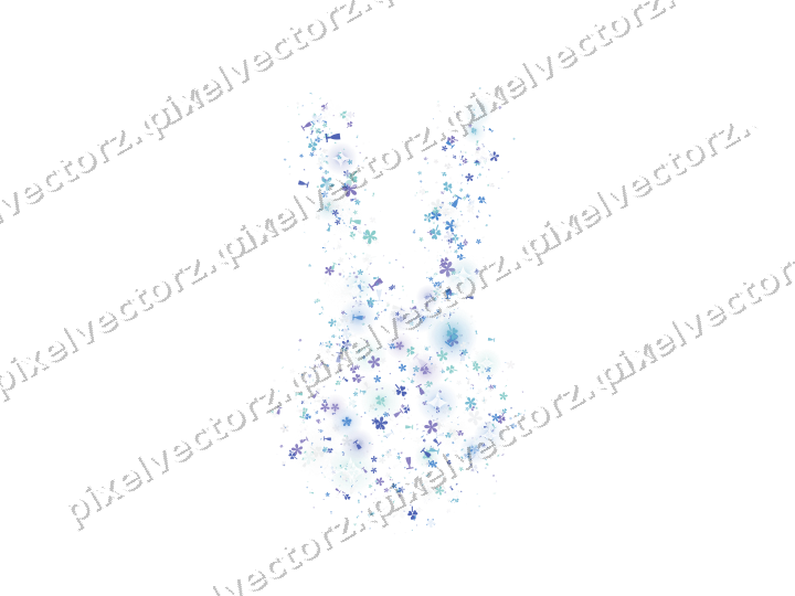 Seamless glitter easter bunny in blue on a transparent background
