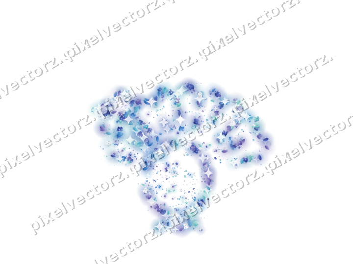 Seamless glitter turkey in blue and cyan on a transparent background