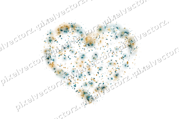 Seamless glitter heart in amber on a transparent background
