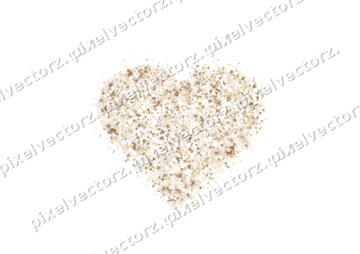 Seamless glitter heart of hearts in amber on a transparent background