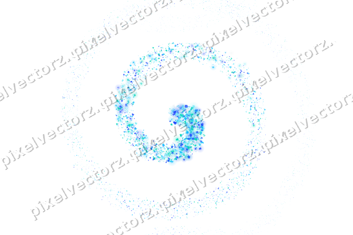 Seamless glitter spiral in cyan and teal on a transparent background