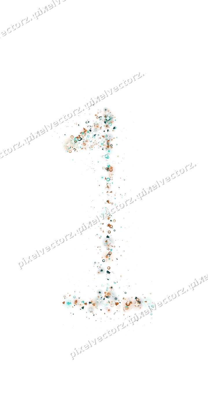 Seamless glitter number 1 in orange on a transparent background