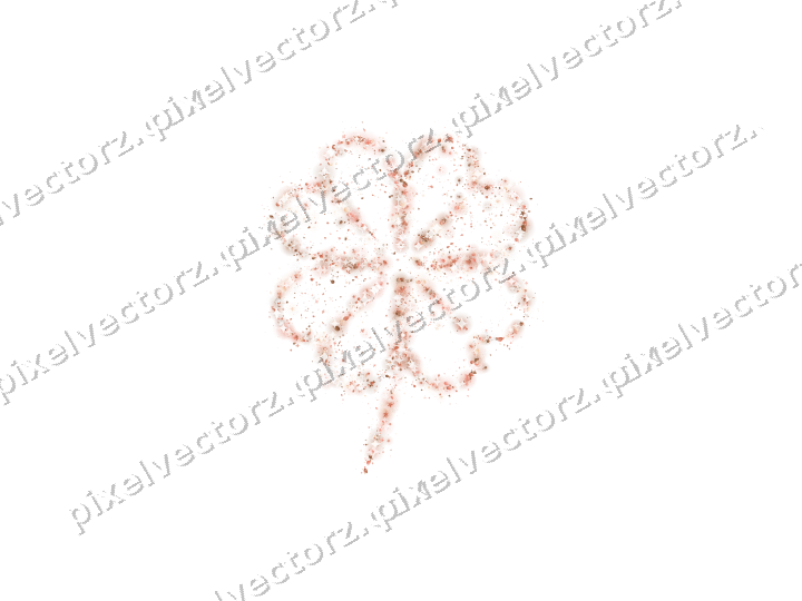 Seamless glitter clover leaf in orange on a transparent background
