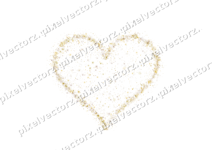 Seamless glitter heart in amber on a transparent background