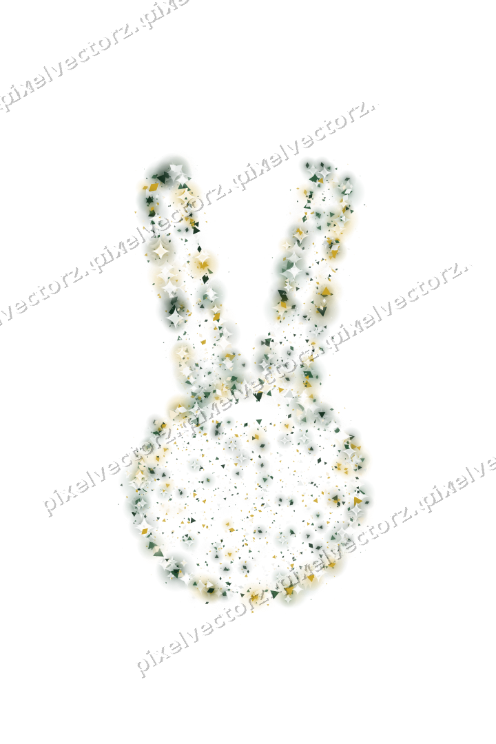 Seamless glitter easter bunny on a transparent background