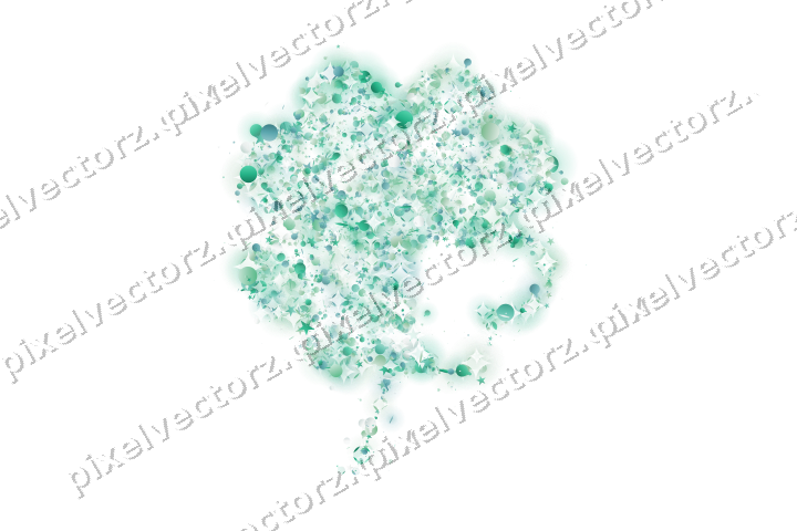 Seamless glitter four leaf clover in green on a transparent background