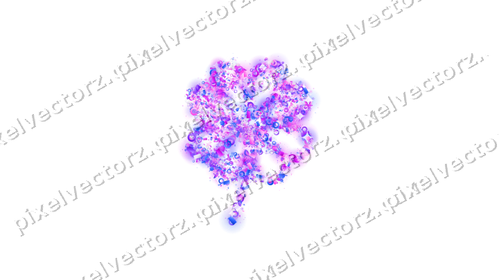 Seamless glitter clover leaf in purple on a transparent background