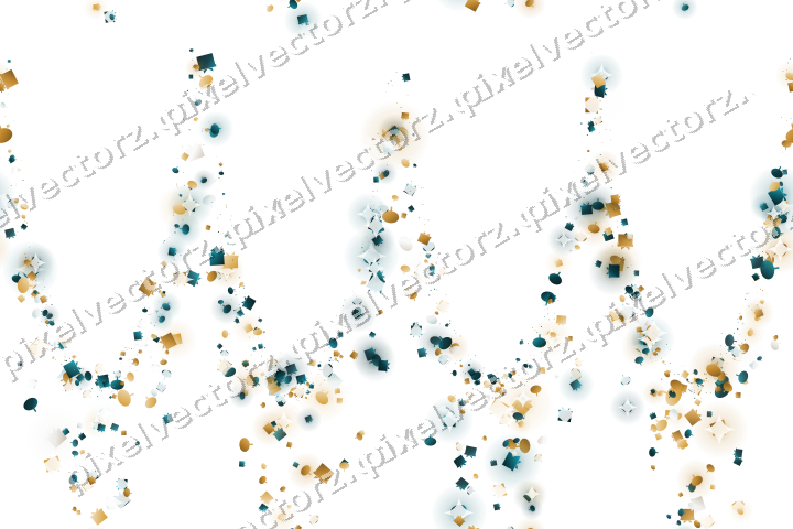 Seamless glitter garland in amber on a transparent background