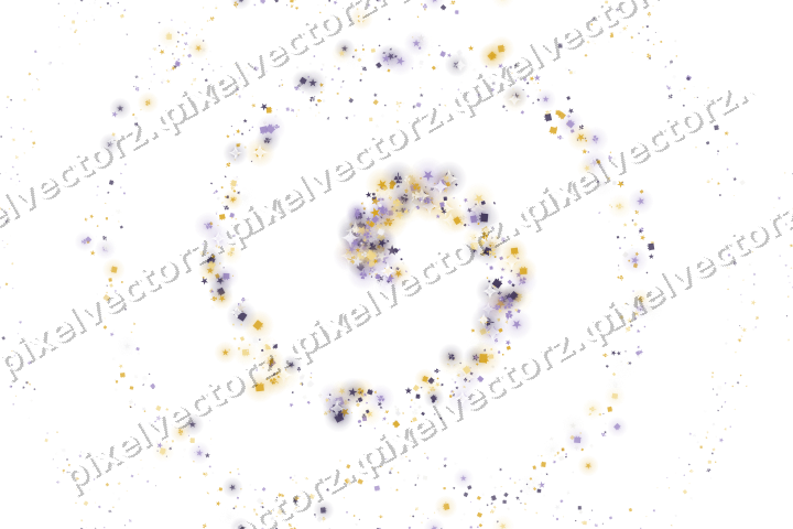 Seamless glitter spiral of stars and gifts on a transparent background