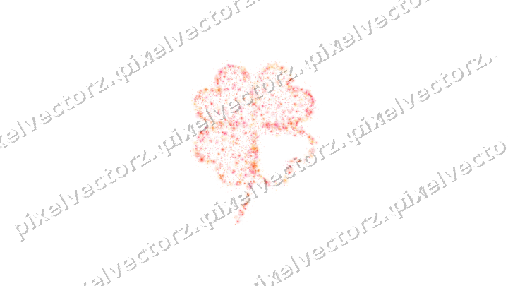 Seamless glitter four leaf clover in red on a transparent background