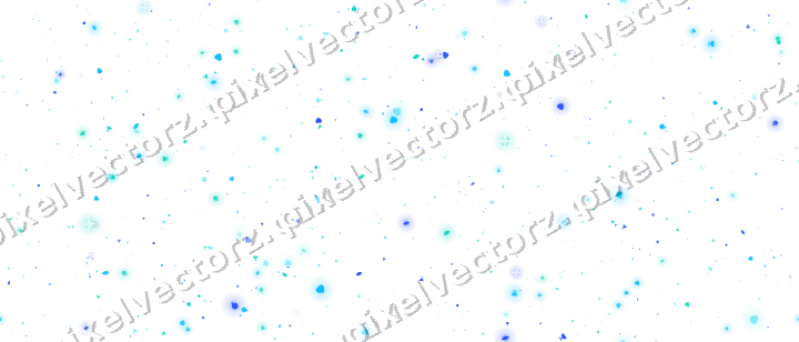 Seamless glitter scatter in cyan and teal on a transparent background