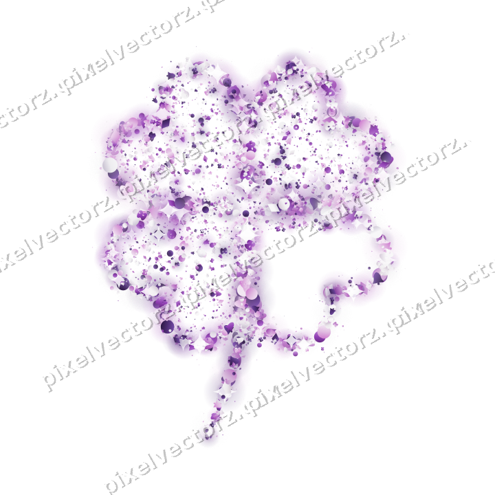 Seamless glitter four leaf clover on a transparent background