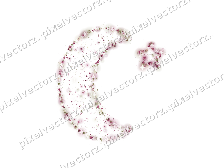 Seamless glitter crescent moon on a transparent background