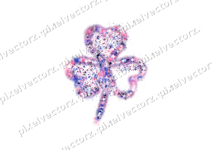 Seamless glitter shamrock in pink and blue on a transparent background