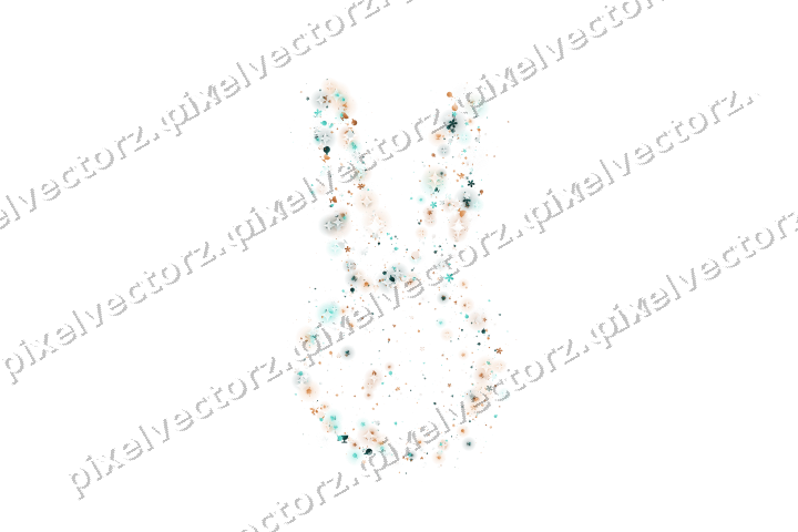 Seamless glitter easter bunny in orange on a transparent background
