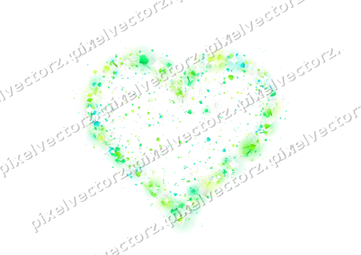 Seamless glitter heart in green and lime on a transparent background