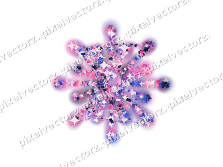 Seamless glitter firework in pink and blue on a transparent background
