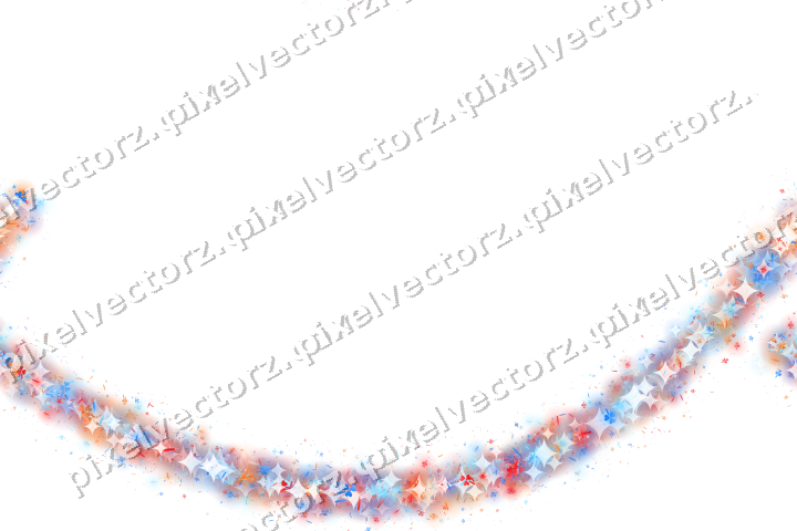 Seamless glitter arc in blue and red on a transparent background