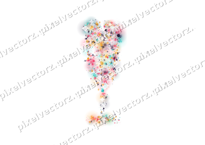 Seamless glitter champagne flute in pink on a transparent background