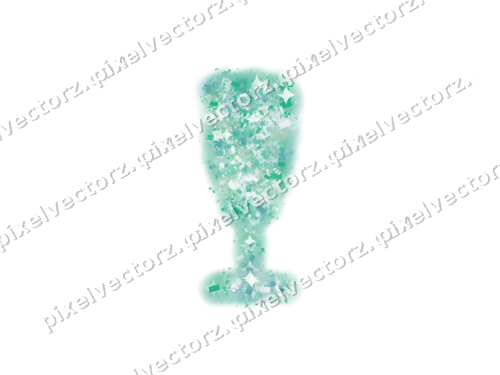 Seamless glitter champagne flute in green on a transparent background