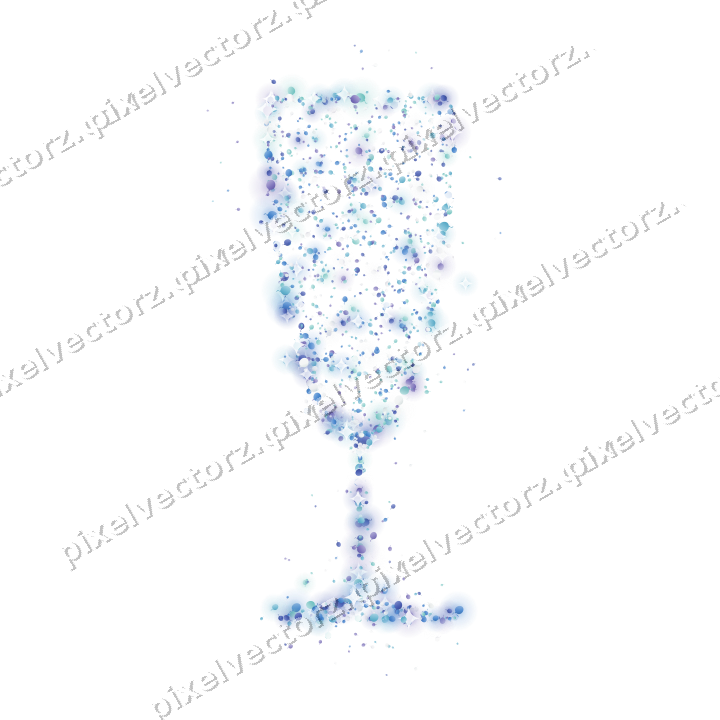 Seamless glitter champagne flute in blue on a transparent background