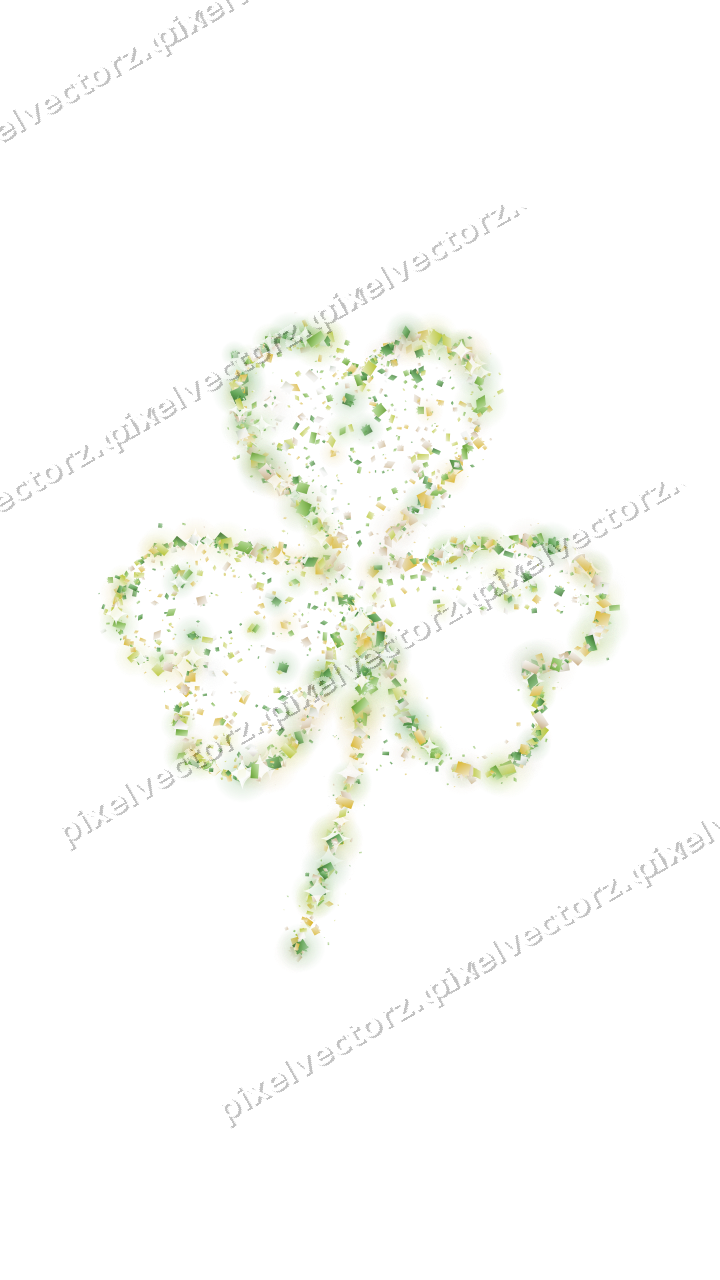 Seamless glitter shamrock in lime on a transparent background