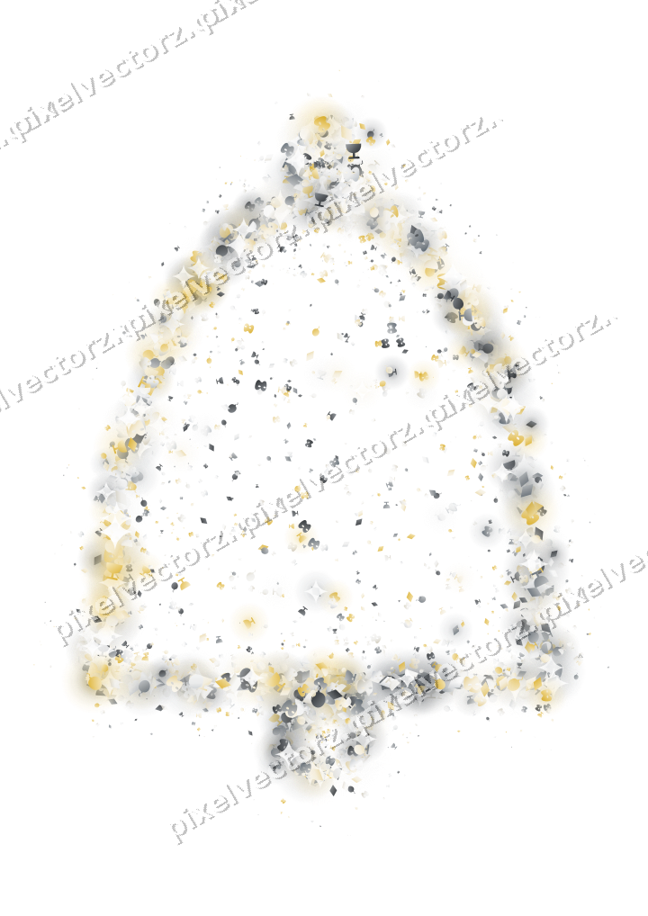 Seamless glitter bell in amber and grey on a transparent background
