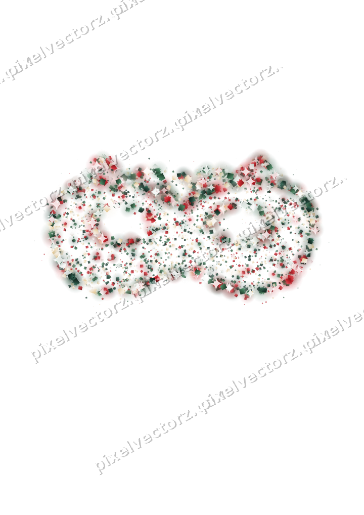 Seamless glitter carnival mask of gifts on a transparent background