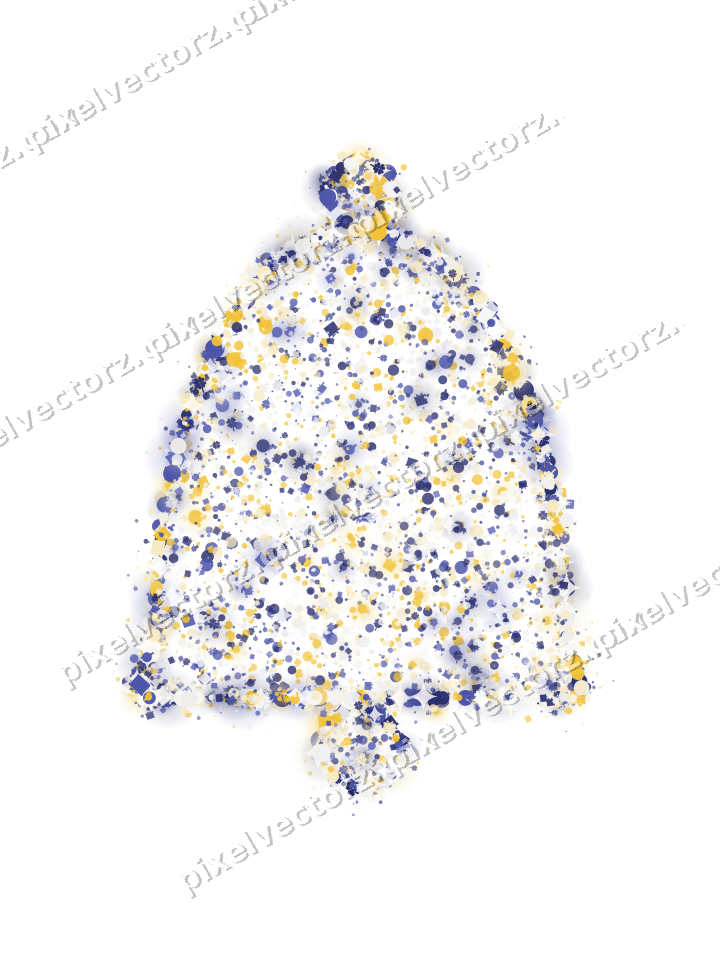 Seamless glitter bell of baubles and gifts on a transparent background