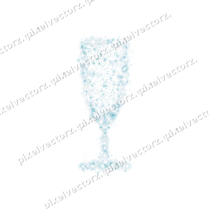 Seamless glitter champagne flute in cyan on a transparent background