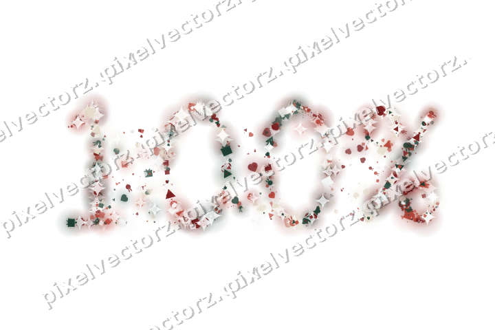 Seamless glitter number 100% in dark red on a transparent background
