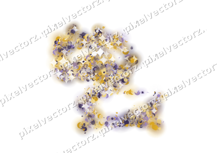 Seamless glitter dragon in amber on a transparent background