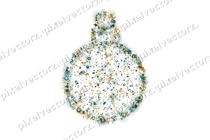 Seamless glitter bauble in amber on a transparent background