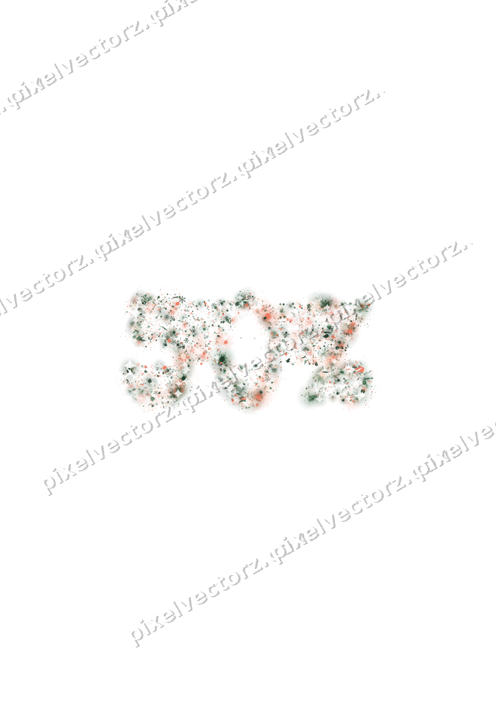 Seamless glitter number 50% in dark green on a transparent background