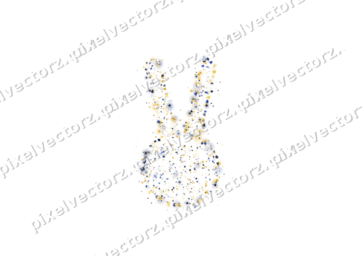 Seamless glitter easter bunny in amber on a transparent background