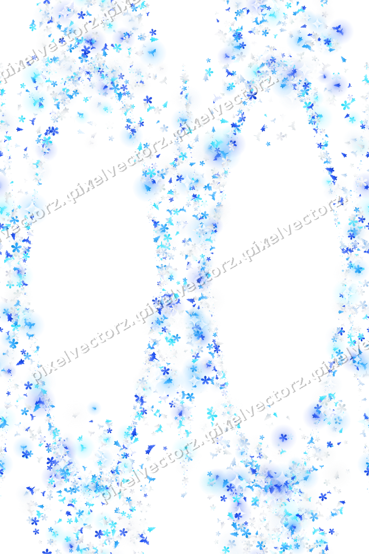Seamless glitter garland in cyan and blue on a transparent background