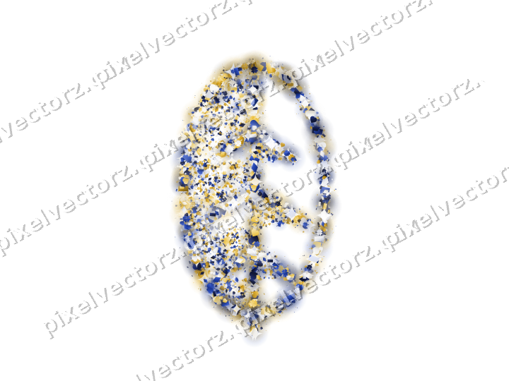 Seamless glitter leaf in amber and blue on a transparent background