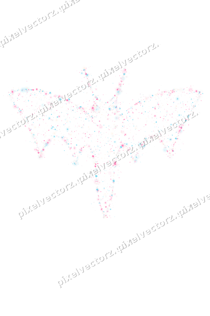 Seamless glitter bat of hearts in pink on a transparent background