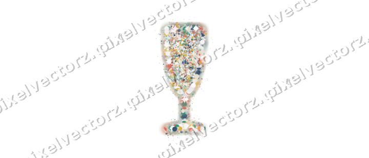 Seamless glitter champagne flute in amber on a transparent background