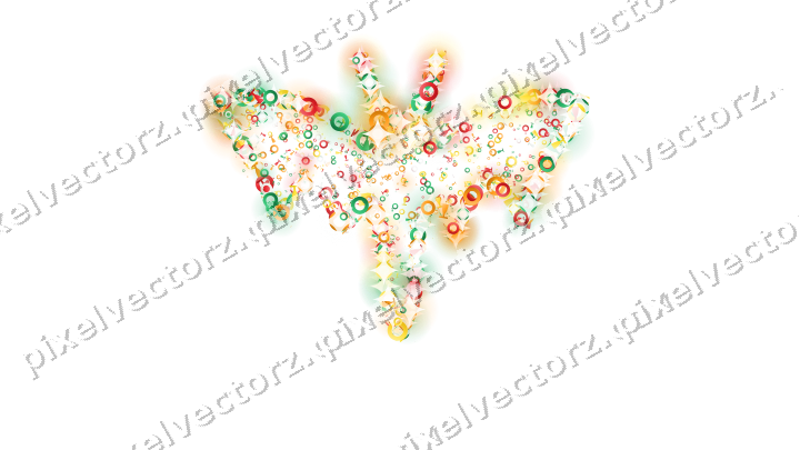 Seamless glitter bat in red and orange on a transparent background