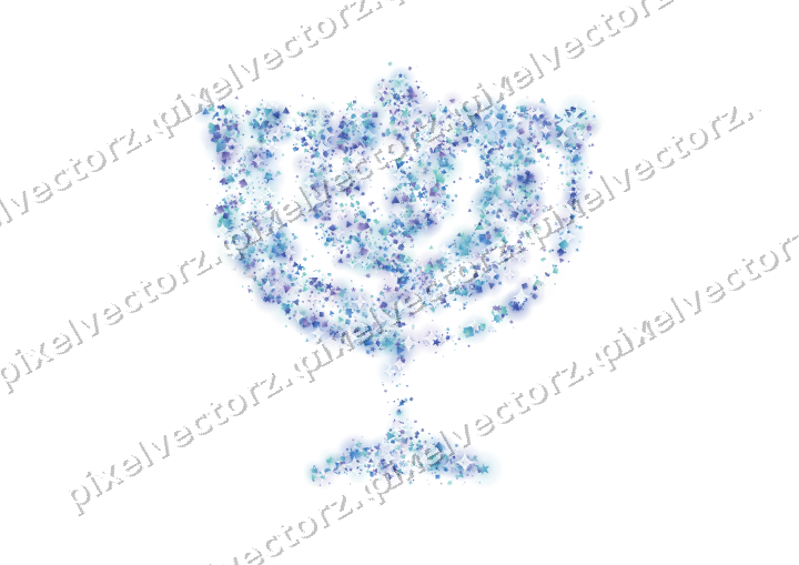 Seamless glitter menorah in blue and cyan on a transparent background