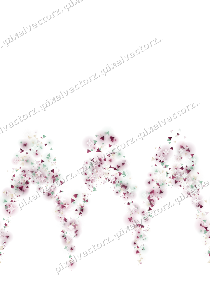 Seamless glitter garland of triangles on a transparent background