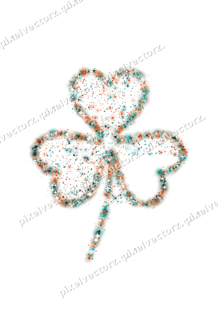 Seamless glitter shamrock of triangles on a transparent background