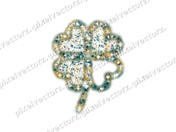 Seamless glitter four leaf clover of bells on a transparent background