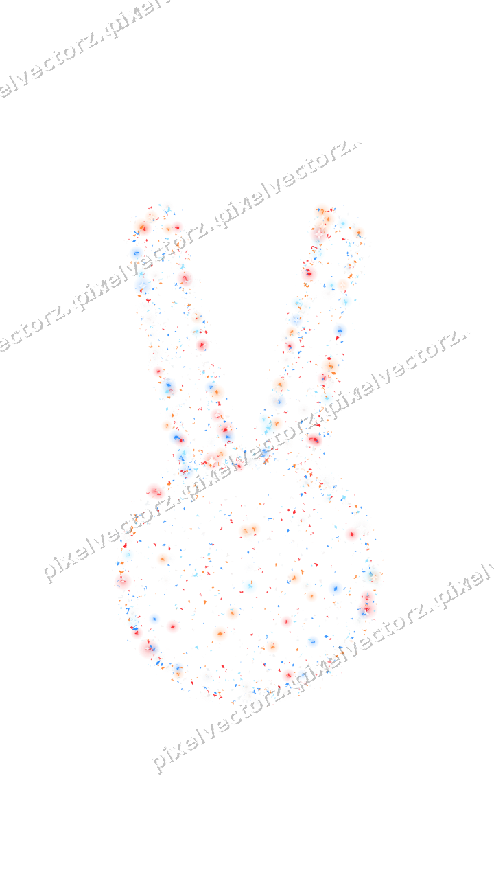 Seamless glitter easter bunny in blue on a transparent background