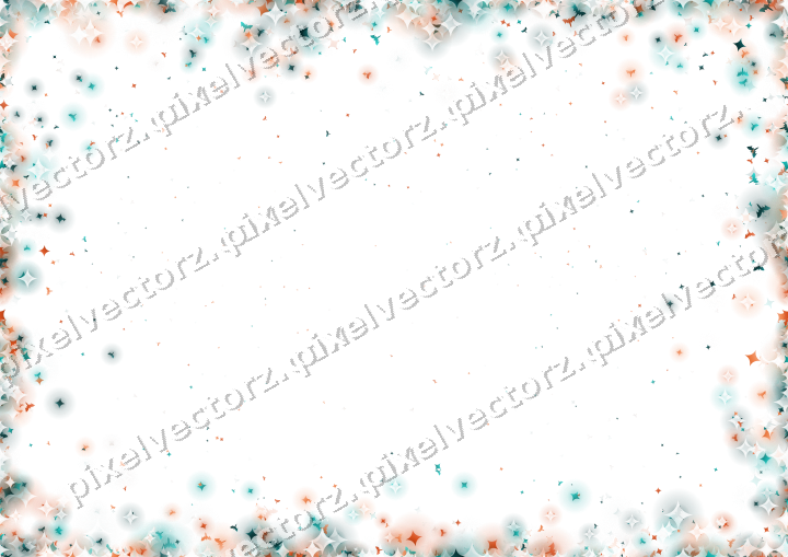 Seamless glitter border in orange and teal on a transparent background