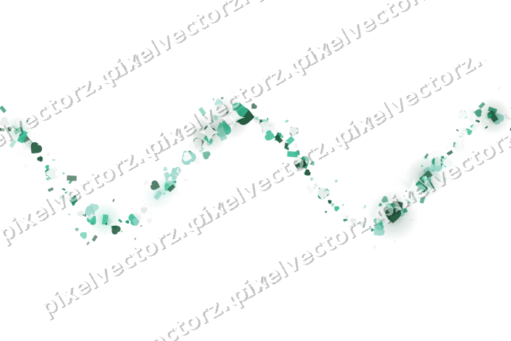 Nahtlose Glitzerwelle aus Herzen und Konfetti auf transparentem Grund
