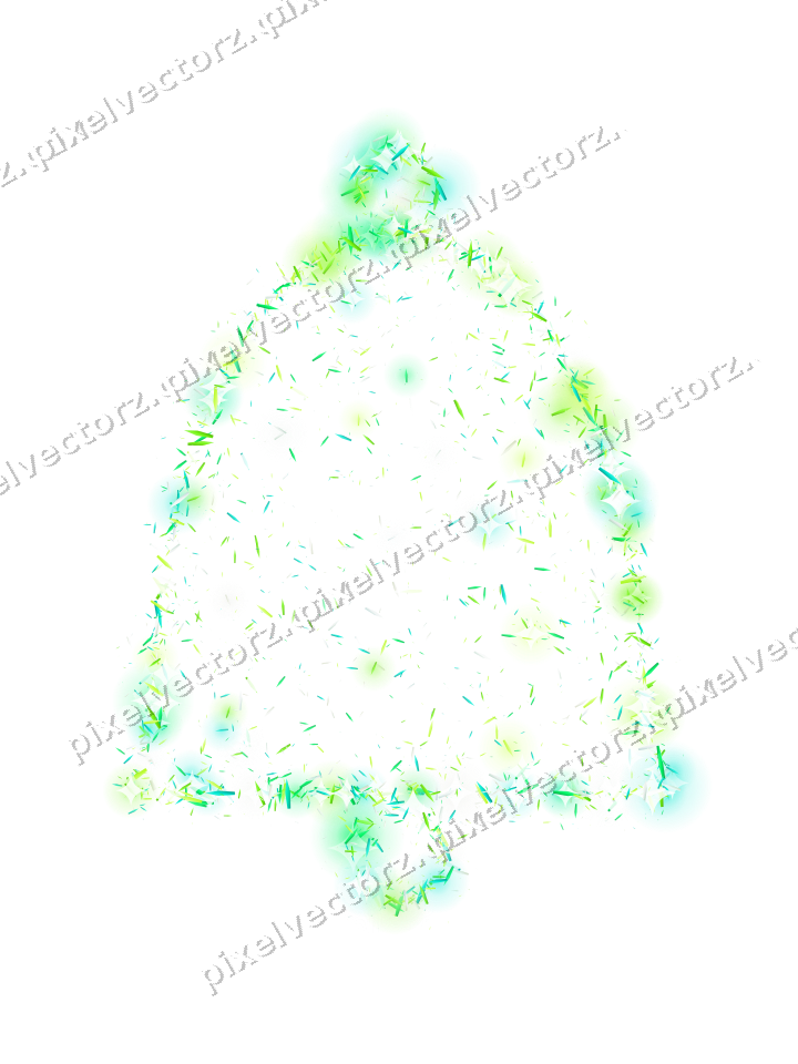 Seamless glitter bell of shards in green on a transparent background