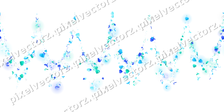 Seamless glitter garland in cyan and teal on a transparent background